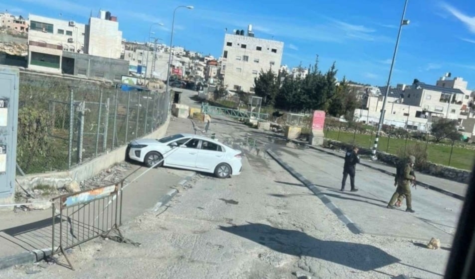 Car ramming operation in the 'Kiryat Arba' settlement, December 20, 2023. (AP)