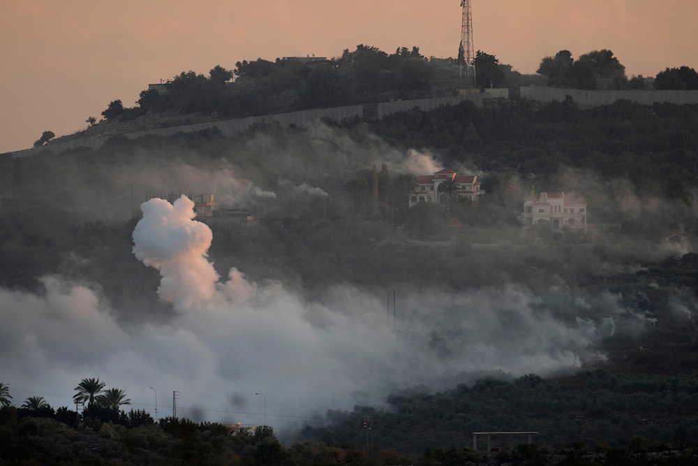 Smoke rises from Israeli shelling in Dahaira, a Lebanese border village with occupied Palestine, south Lebanon, Monday, Oct. 16, 2023. (AP)