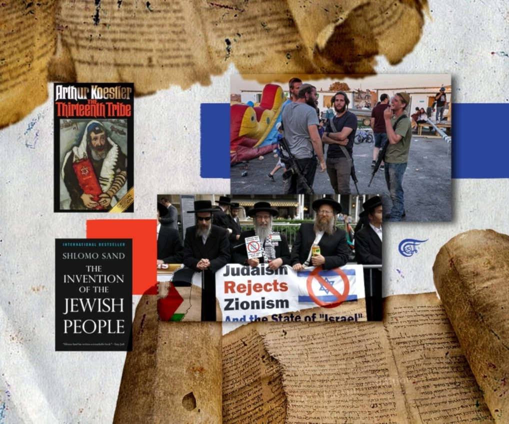 Settlers in the West Bank, what they call "Judea and Samaria," are under the illusion that they descend from ancient Israelites, that "God" gave them the property of others as inheritance. (Al Mayadeen English; Illustrated by Zeinab El-Hajj)