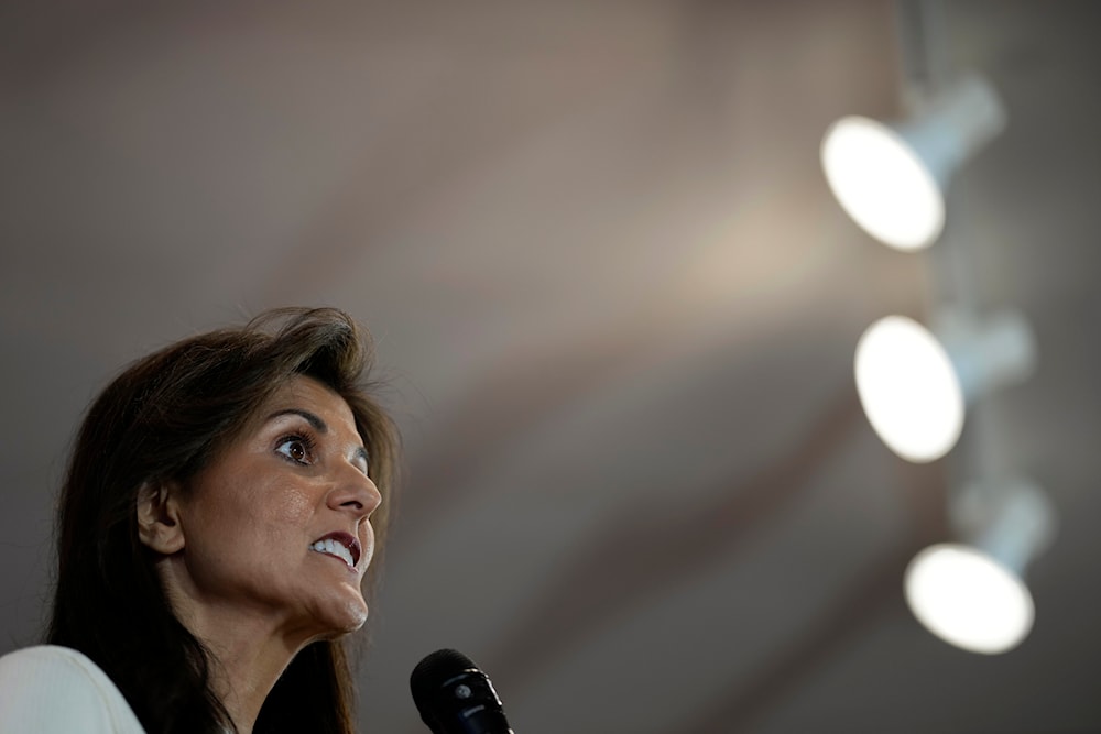 Republican presidential candidate Nikki Haley speaks during a town hall, Monday, Dec. 18, 2023, in Nevada, Iowa. (AP)