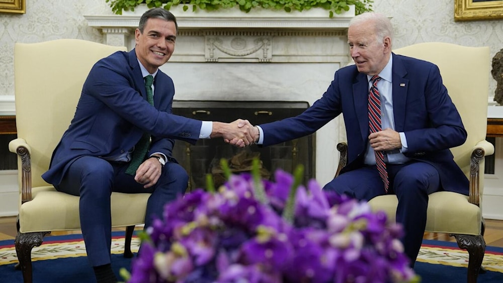 Spanish Prime Minister Pedro Sanchez with US President Joe Biden in May 2023 at the White House (AP)