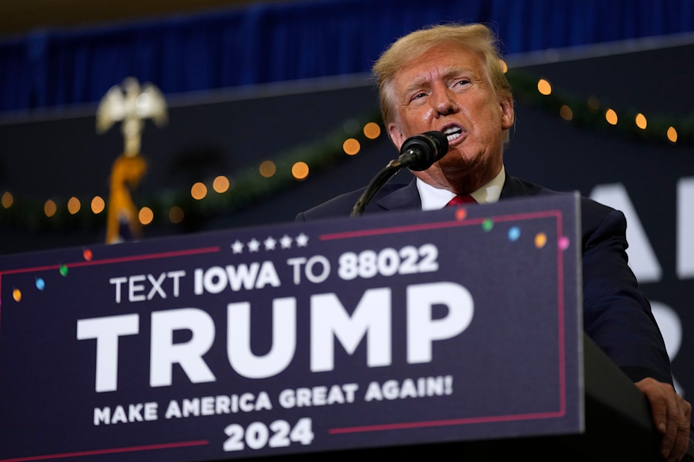 Former President Donald Trump speaks during a commit to caucus rally, Tuesday, Dec. 19, 2023, in Waterloo, Iowa. (AP)