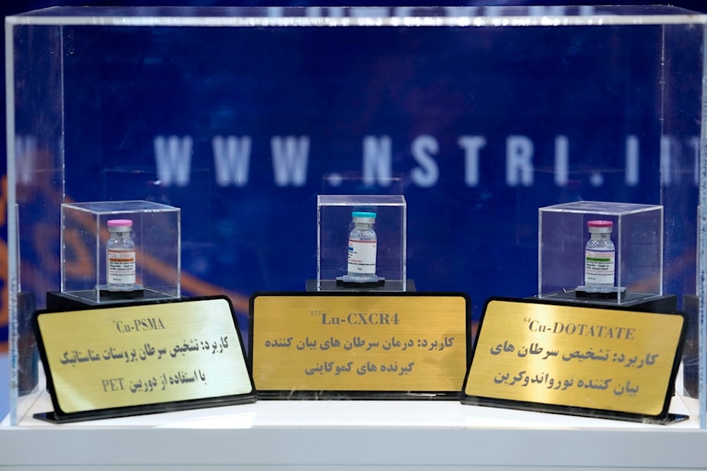 Iran's domestically-developed nuclear medicines are unveiled in an exhibition of the country's nuclear achievements, in Tehran, Iran, Tuesday, Dec. 12, 2023  (AP Photo/Vahid Salemi)