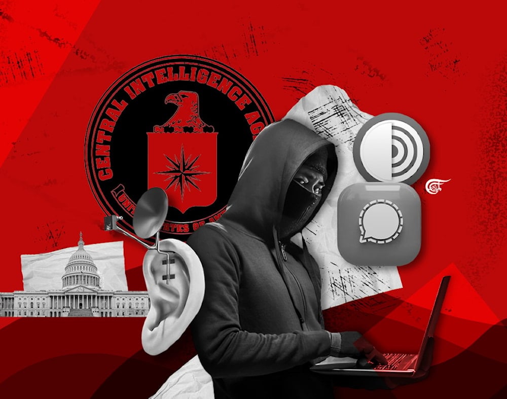 Signal was and remains very prominently used and promoted by dissidents and protesters backed by the National Endowment for Democracy (NED). (Al Mayadeen English; Illustrated by Zeinab ElHajj)