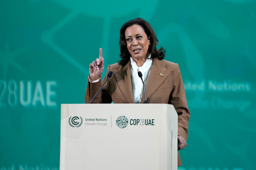 Vice President Kamala Harris speaks at the COP28 U.N. Climate Summit, Saturday, Dec. 2, 2023, in Dubai, United Arab Emirates. (AP)