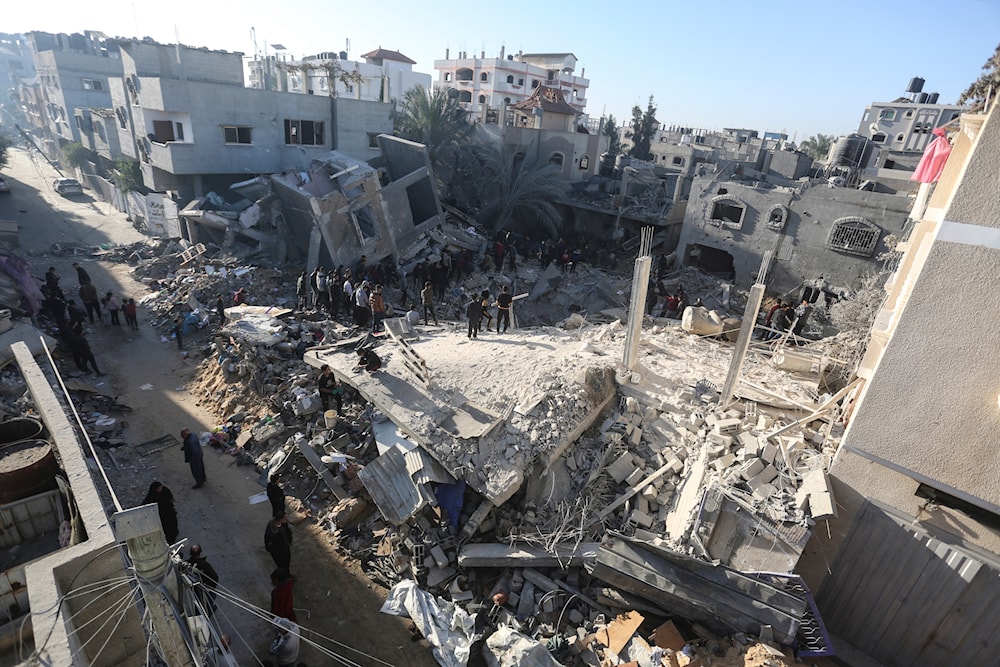 Palestinians look for survivors of the Israeli bombardment of the Gaza Strip in Rafah, Sunday, Dec. 3, 2023. (AP)