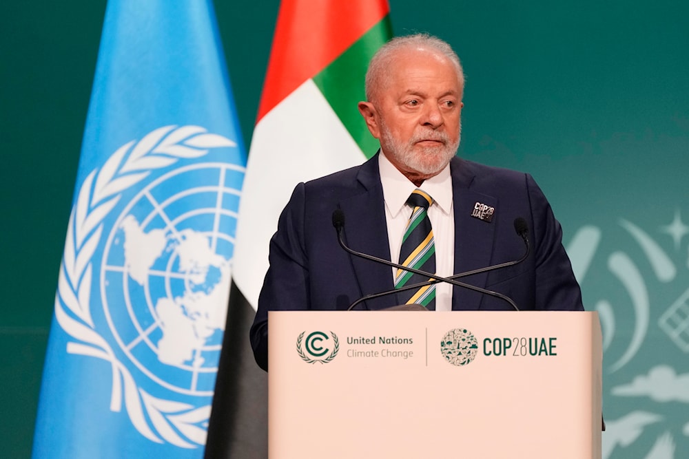 Brazil President Luiz Inacio Lula da Silva speaks during a plenary session at the COP28 U.N. Climate Summit, Friday, Dec. 1, 2023, in Dubai, United Arab Emirates. (AP)