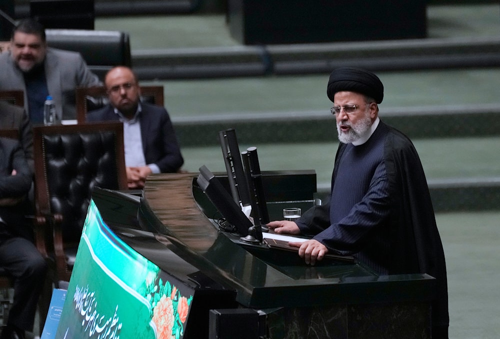 Iranian President Ebrahim Raisi addresses lawmakers in Tehran, Iran, Dec. 5, 2023. (AP)