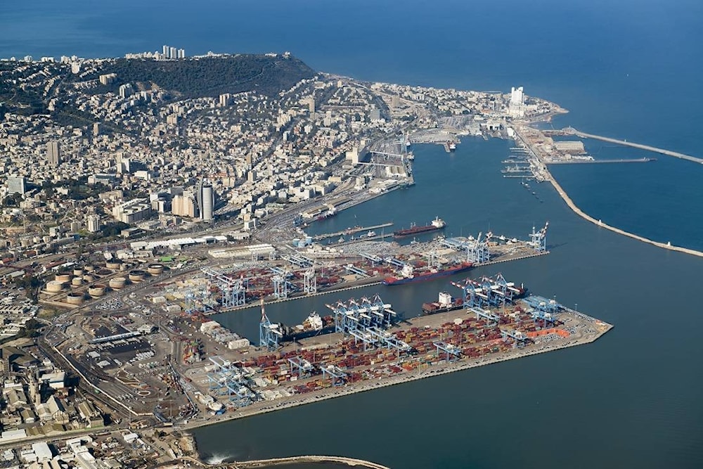 Undated photo of the occupied Haifa port 