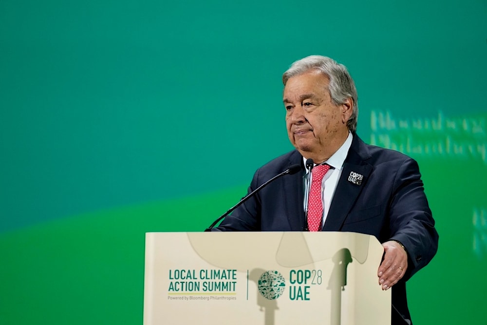 United Nations Secretary-General Antonio Guterres speaks during a session at the COP28 U.N. Climate Summit, Friday, Dec. 1, 2023, in Dubai, United Arab Emirates. (AP Photo/Joshua A. Bickel)