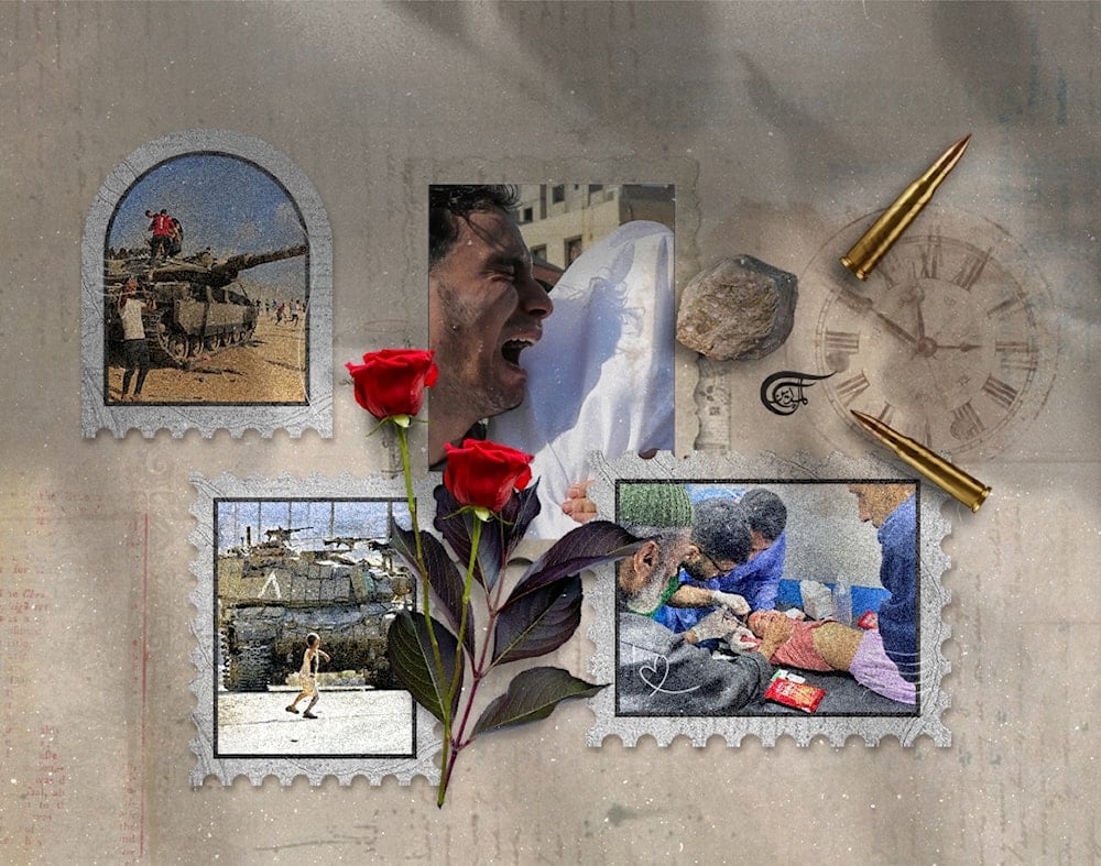 Watching on the screen, and being in constant touch with various medical doctors in Gaza and around the Al-Shifa hospital brought back a flood of memories, as if it was all happening now. (Al Mayadeen English; Illustrated by Arwa Makki)