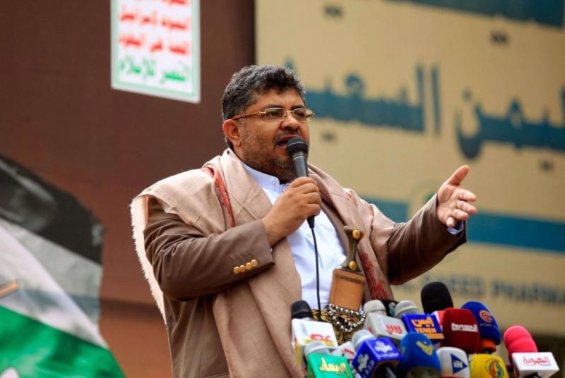 A file picture shows Houthi figure Mohammed Ali al-Houthi delivering a speech during a protest in Sanaa. (AFP)