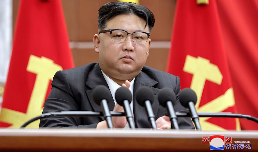 In this photo provided by the DPRK government, DPRK leader Kim Jong Un delivers a speech during a year-end plenary meeting of the Workers’ Party, which was held between December 26-30, 2023, in Pyongyang, DPRK. (AP)