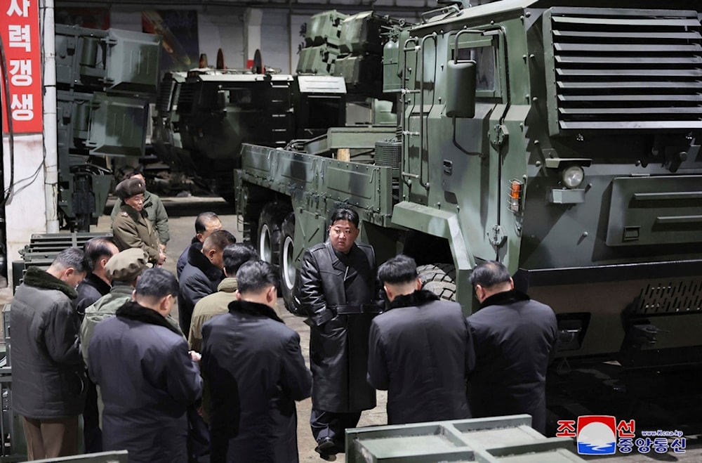 DPRK leader Kim Jong Un, inspects as he tours munitions factories on Jan. 8-9, 2024, in DPRK. (AP)