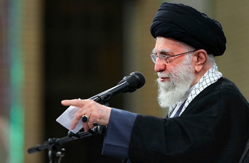 Supreme Leader Ayatollah Ali Khamenei speaks during a meeting in Tehran, Iran, Monday, Jan. 9, 2023. (AP)