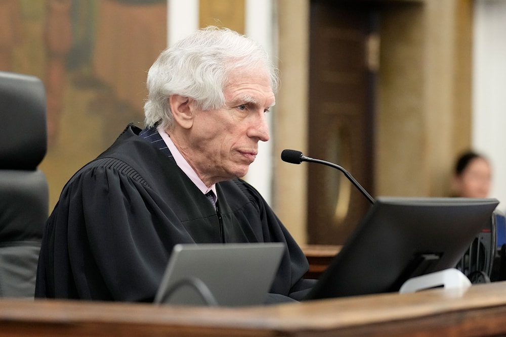 Judge Arthur Engoron sits in the courtroom before the start of closing arguments in former President Donald Trump's civil business fraud trial at New York Supreme Court on Thursday in New York. (AP