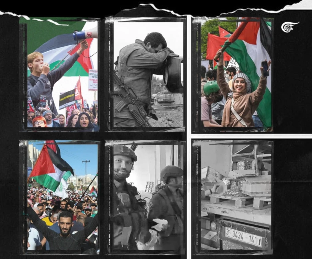 In Gaza, "Israel" has attempted to bury even the sunlight behind the fog of war, but fists are being raised from every corner of the earth in solidarity with and in defense of the people of Palestine. (Al Mayadeen English; Illustrated by Arwa Makki)