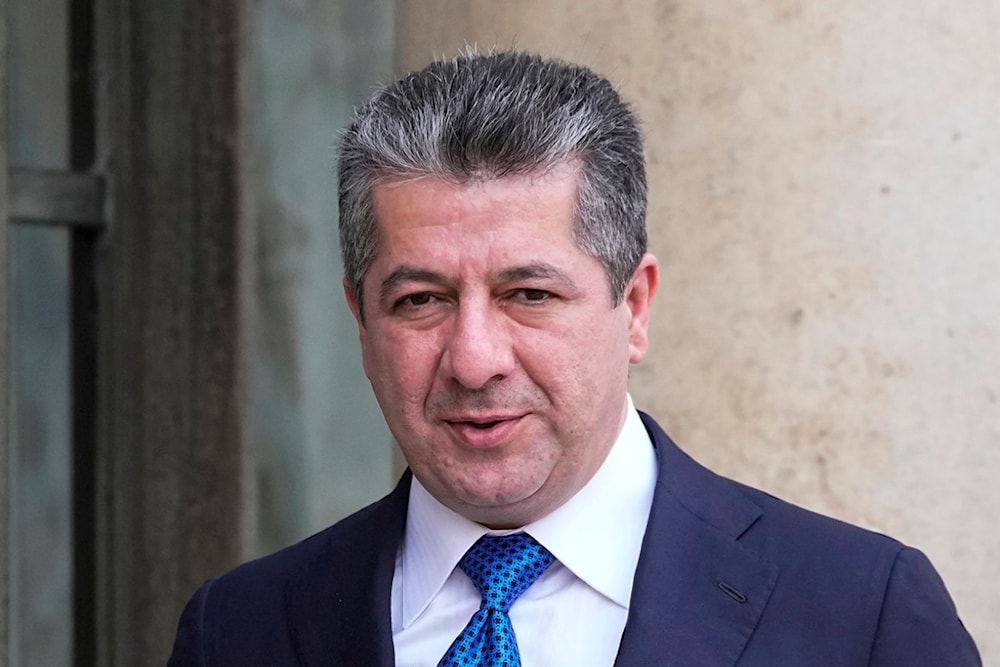 Masrour Barzani, Prime Minister of the semi-autonomous Kurdish-controlled region in northern Iraq arrives at the Elysee Palace in Paris to meet French President Emmanuel Macron, Feb. 16, 2023. 