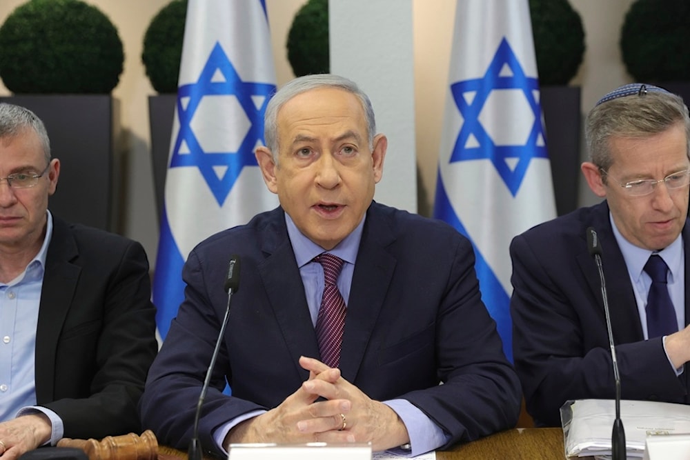 Israeli Prime Minister Benjamin Netanyahu attends the weekly cabinet meeting at the the 