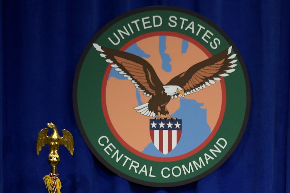 The seal for the US Central Command is displayed on Feb. 6, 2017, at MacDill Air Force Base, Fla. (AP)