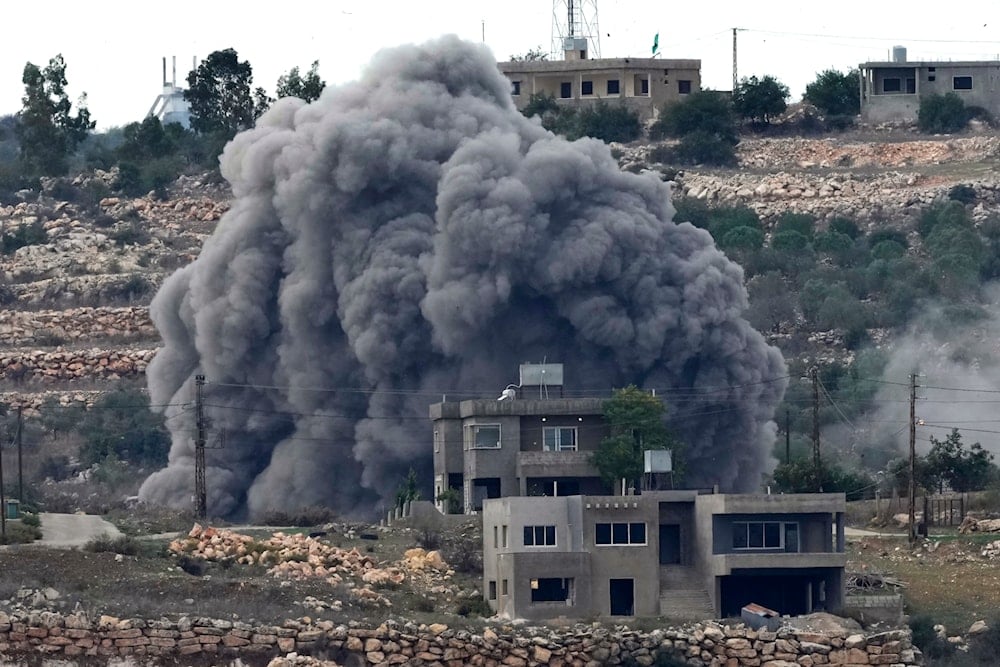 Black smoke rises from an Israeli airstrike on the outskirts of Aita al-Shaab, a Lebanese border village with Palestine in south Lebanon, Monday, Nov. 13, 2023.(AP)