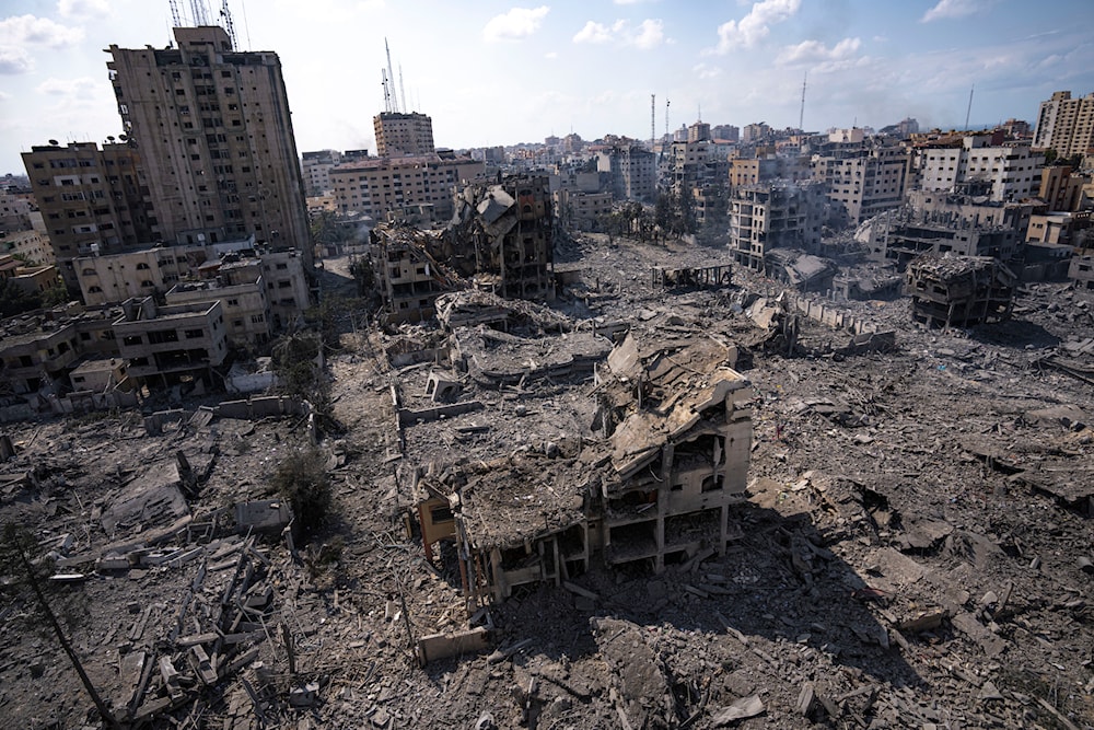 A view of the rubble of buildings hit by an Israeli airstrike, in Gaza City, on Oct. 10, 2023(AP)