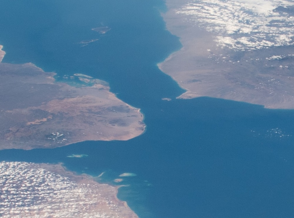 Photo of the Bab-el-Mandeb in 2020 (the strait between the Red Sea and the Gulf of Aden), taken from outer space during ISS Expedition 62  (Wikimedia Commons)