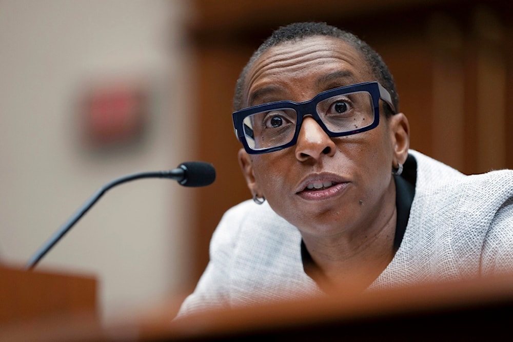  Harvard University President Claudine Gay speaks during a hearing of the House Committee on Education on Capitol Hill, Dec. 5, 2023, in Washington. (AP)