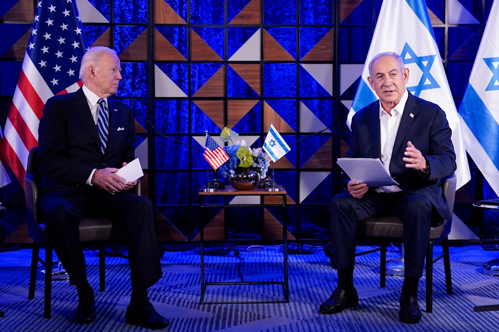 President Joe Biden meets with Israeli Prime Minister Benjamin Netanyahu, Wednesday, Oct. 18, 2023, in Tel Aviv. 