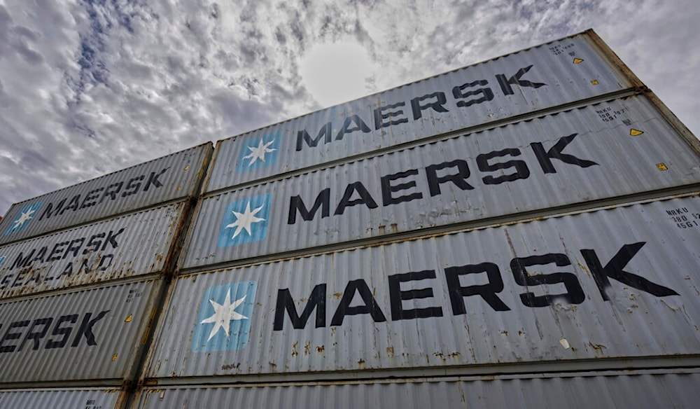 Container of the transport company 'Maersk' are located in Berlin's Westhafen port in Berlin, Germany, Wednesday, June 29, 2022 (AP Photo/Michael Sohn)