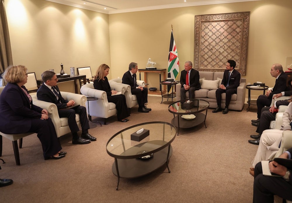 Jordanian King Abdullah II receives US Secretary of State Antony Blinken on in Amman, January 7, 2024. (X/ @SecBlinken)