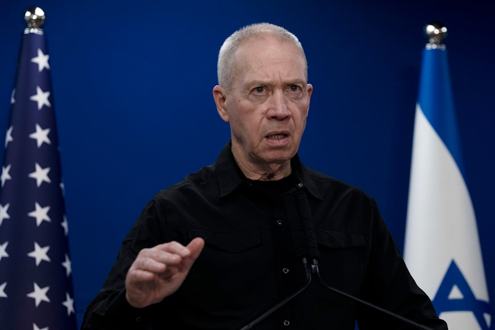 Israel Minister of Defense Yoav Gallant makes a joint statement with his U.S. counterpart, Secretary of Defense Lloyd Austin, after their meeting about Israel's military operation in Gaza, in 'Tel Aviv', 'Israel', Monday, Dec. 18, 2023. (AP)