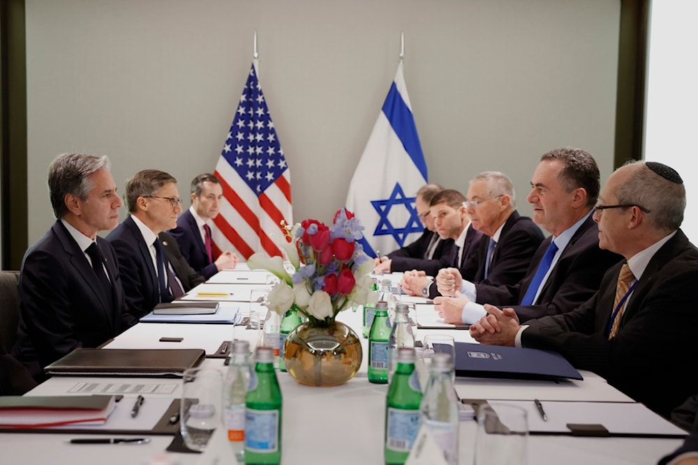 U.S. Secretary of State Antony Blinken, left, attends a meeting with Israel's Foreign Minister and officials, in occupied Palestine, Tuesday, Jan. 9, 2024, as part of his week-long trip aimed at calming tensions across the Middle East (AP)