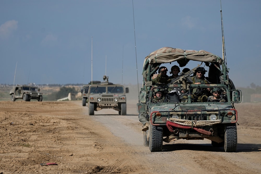 Israeli occupation forces move near the Gaza Strip border in occupied Palestine, Thursday, Jan. 25, 2024. (AP)