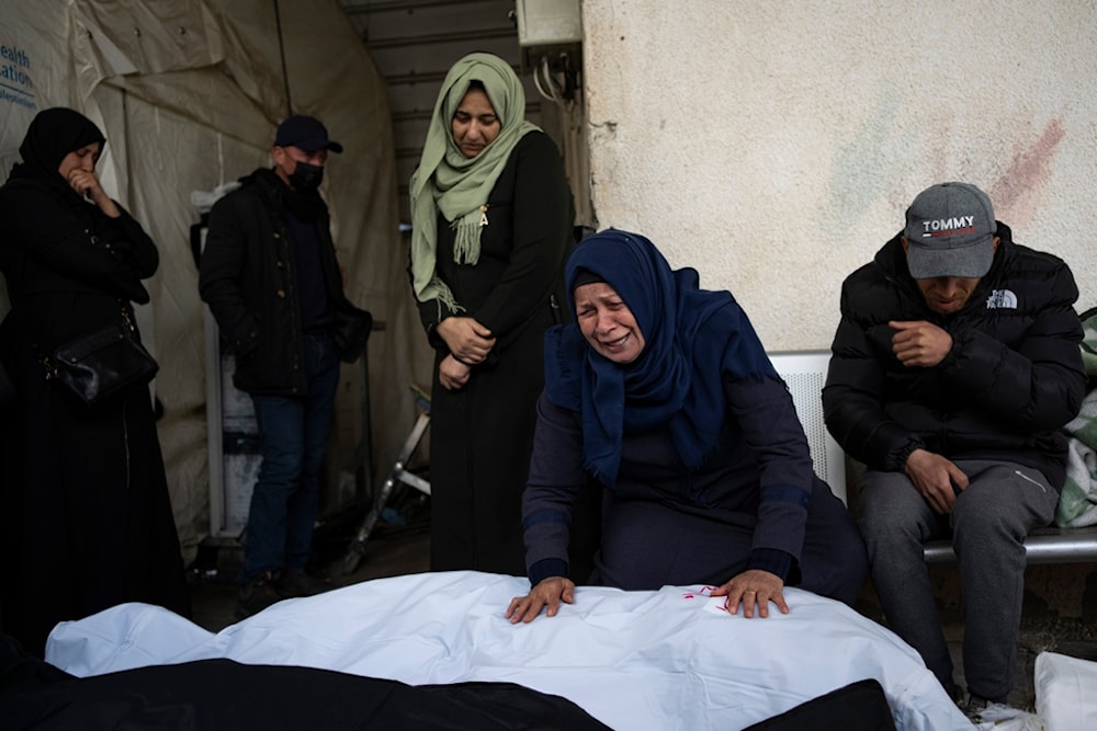 Palestinians mourn relatives killed in the Israeli bombardment in Rafah, Gaza Strip, Saturday, Feb.10, 2024. (AP)