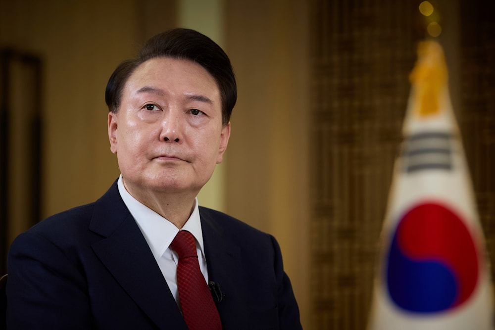 South Korean President Yoon Suk Yeol speaks during a pre-recorded interview with KBS television at the presidential office in Seoul, South Korea, Sunday, Feb. 4, 2024(AP)