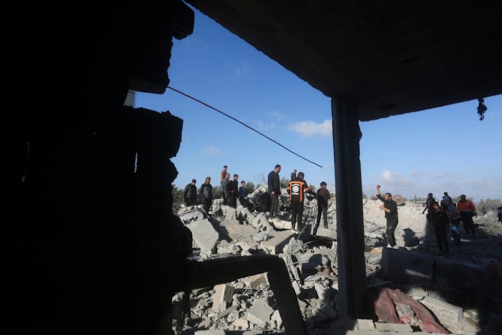 Palestinians search for survivors after an Israeli airstrike on a residential building In Rafah, Gaza Strip, Saturday, Feb. 10, 2024. (AP)