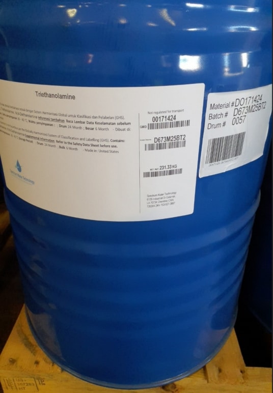 Barrel for triethanolamine transportation