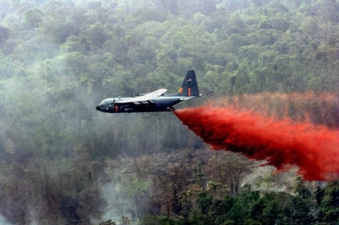 A US Air Force WC-130 sprays Agent Orange over South Vietnam