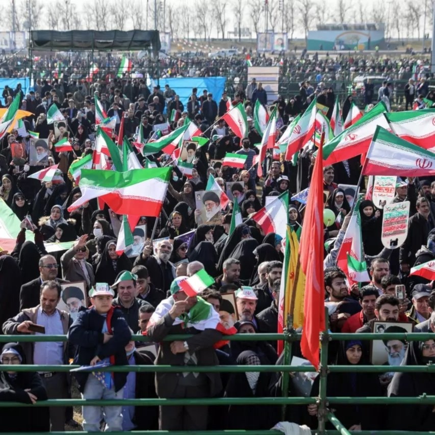 Iranians rallying in memory of the 45th anniversary of the Islamic Revolution victory. ( Fars News Agency via X)