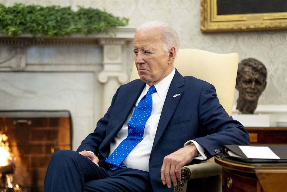 President Joe Biden sits in the Oval Office of the White House, Friday, Feb. 9, 2024, in Washington. (AP)
