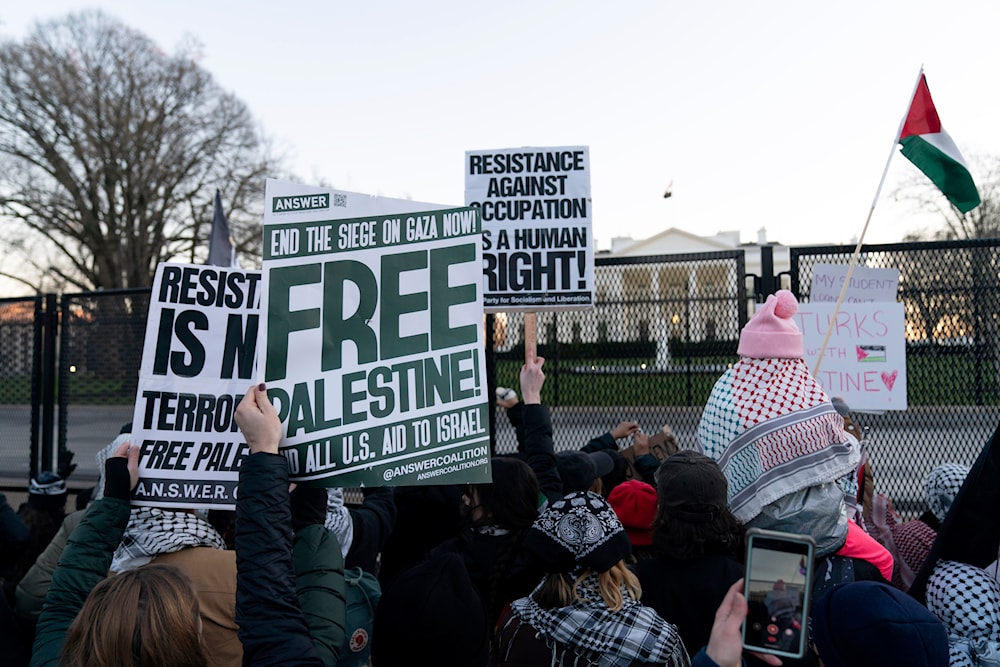 Demonstrators rally during the March on Washington for Gaza near the White House in Washington, Saturday, Jan. 13, 2024. (AP)