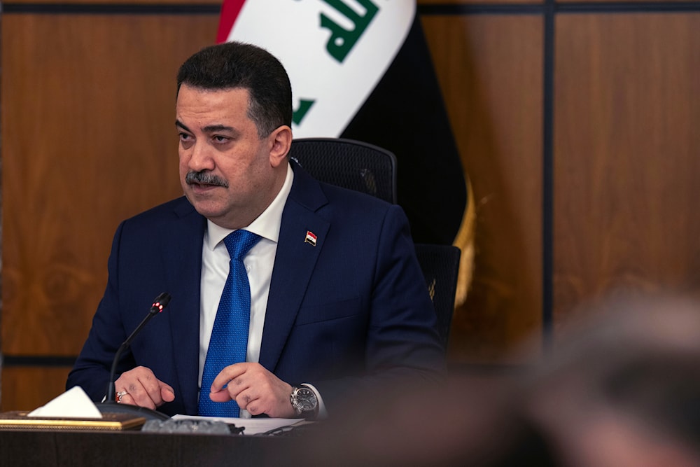 Iraqi Prime Minister Mohammed Shia al Sudani chairs the first round of the negotiations between Iraq and the United States to end the International Coalition mission in Baghdad, Iraq, Saturday, Jan. 27, 2024. (AP)
