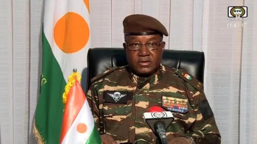 General Abdourahamane Tiani, appears on state TV on July 28, 2023. © Screen grab from Niger state television