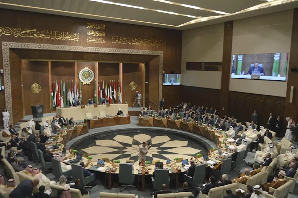 Delegates and foreign ministers of member states convene at the Arab League in Cairo, Sunday May 7, 2023. (AP)