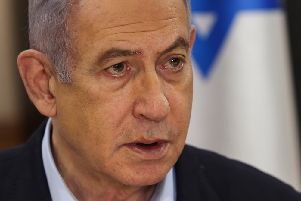 Israeli Prime Minister Benjamin Netanyahu convenes the weekly cabinet meeting at the Security Ministry in 'Tel Aviv', occupied Palestine, January 7, 2024 (AP)