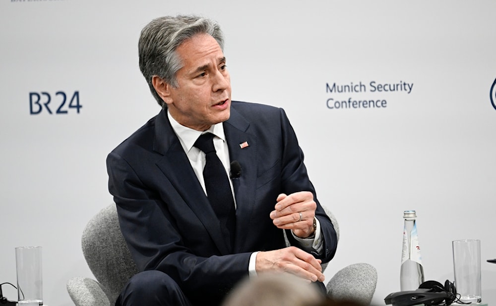 U.S. Secretary of State Antony Blinken takes part in a panel discussion at the Munich Security Conference (MSC) in Munich, Germany, Saturday Feb. 17, 2024. (AP)