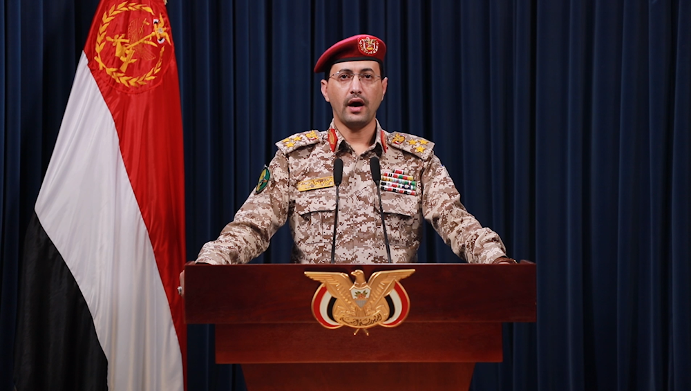 Yemeni Armed Forces Spokesperson, Brigadier Yahya Saree, giving a speech.(Yemeni Armed Forces- Military Media)