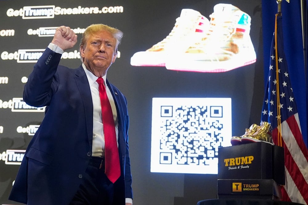 Republican presidential candidate former President Donald Trump attends Sneaker Con Philadelphia, an event popular among sneaker collectors, in Philadelphia, Saturday, Feb. 17, 2024. (AP)