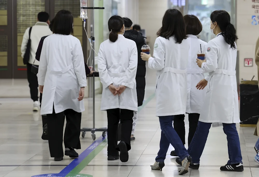 Medical workers walk inside a general hospital in Gwangju, South Korea, Monday February 19, 2024. (AP)